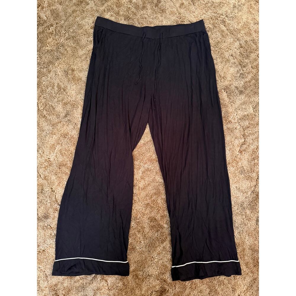Cozy Earth Viscose From Bamboo Sleep Pants Black Contrast Piping Pajama Stretch